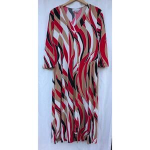 Vtg Womens‎ Carolyn Strauss Dress & Sleeveless Cover Set M Bold Abstract Print